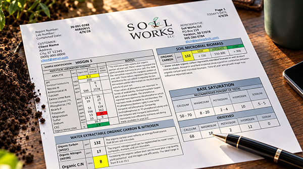 Soil Works soil analysis report used for soil test interpretation